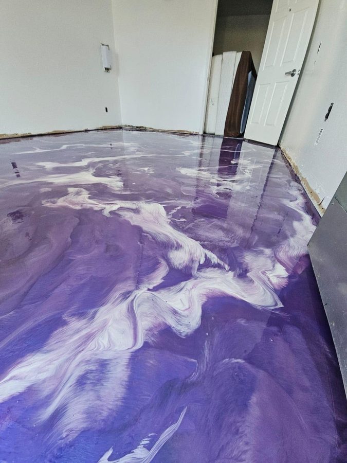 Amethyst metallic floor on a real job — home interior