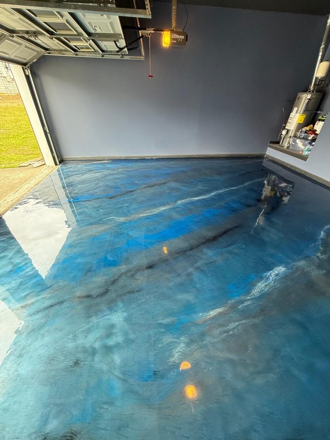 Lagoon metallic floor on a real job — garage