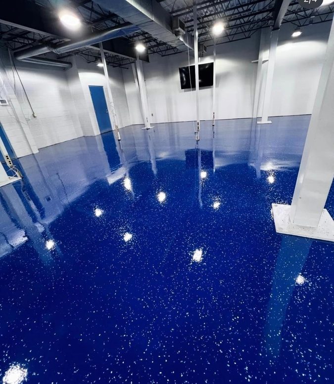 Midnight Sparkle metallic floor on a real job — commercial space