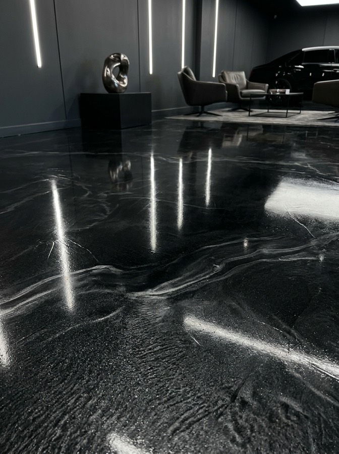 Obsidian Marble installed in a showroom & entry hall